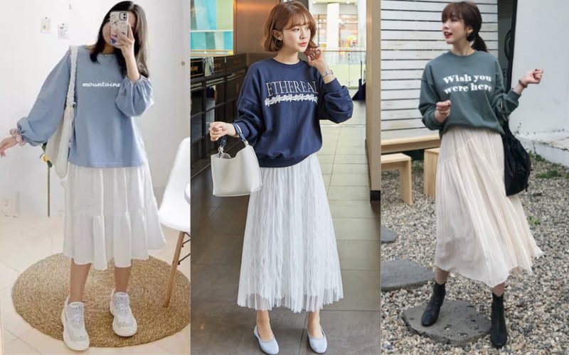 7 cách phối áo hoodie nữ với chân váy cực chất cho bạn gái