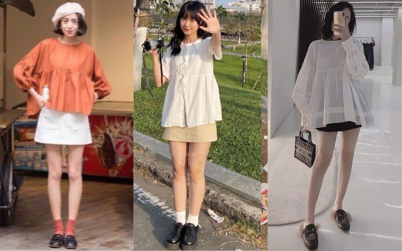 Váy trắng babydoll nữ tay bồng, Đầm xoè đi biển màu xanh vải gấm xốp  ladyquangchau | Shopee Việt Nam