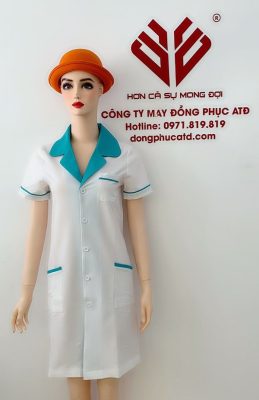 Váy y tá bệnh viện cổ bẻ