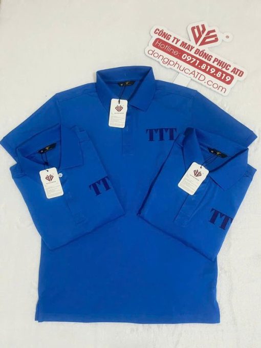 Áo thun đồng phục TTT – Màu xanh lam thời trang - Thiết kế và làm mẫu miễn phí, hỗ trợ in thêu logo theo yêu cầu, đảm bảo chất lượng cao