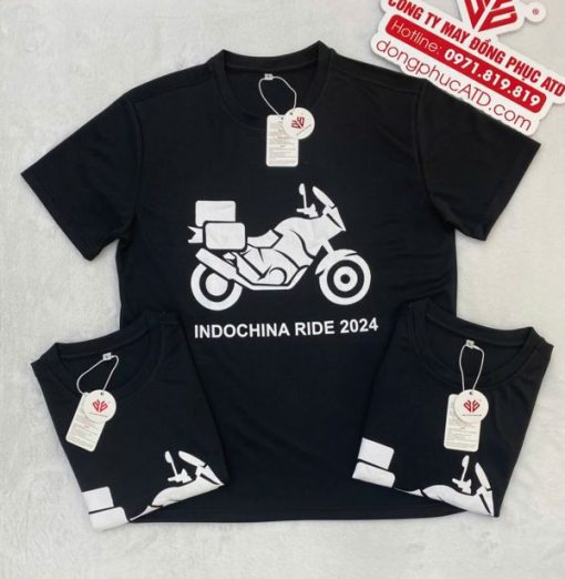 Áo Thun Đồng Phục Màu Đen - Phong Cách Mạnh Mẽ Cho Du Lịch Moto Indochine Ride 2024