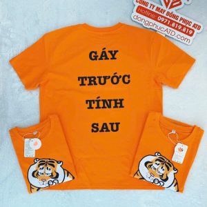 Áo Thun Đồng Phục Nhóm Màu Cam Hình Con Hổ Cute – Cá Tính & Nổi Bật