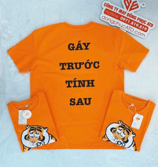 Áo Thun Đồng Phục Nhóm Màu Cam Hình Con Hổ Cute – Cá Tính & Nổi Bật