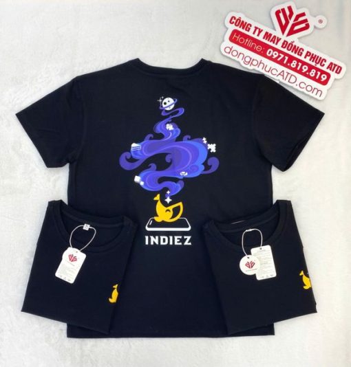 Áo Thun Đồng Phục Không Cổ Màu Đen INDIEZ – Phong Cách, Chuyên Nghiệp