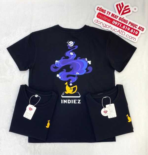Áo Thun Đồng Phục Không Cổ Màu Đen INDIEZ – Phong Cách, Chuyên Nghiệp