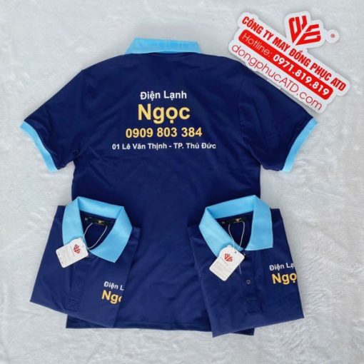 Áo Thun Đồng Phục Xanh Than Phối Xanh Da Trời - Điện Lạnh Ngọc