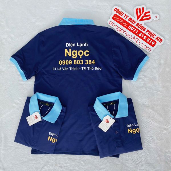 Áo Thun Đồng Phục Xanh Than Phối Xanh Da Trời - Điện Lạnh Ngọc