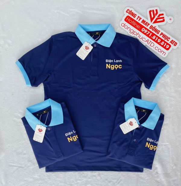 Áo Thun Đồng Phục Xanh Than Phối Xanh Da Trời - Điện Lạnh Ngọc