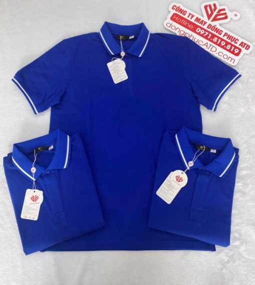 Áo Thun Đồng Phục Màu Xanh Dương Phối Trắng - Sang Trọng Và Năng Động