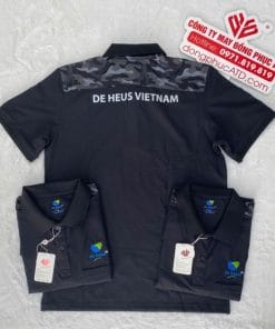 Áo thun đồng phục màu đen De Heus – Sang trọng, bền đẹp, chuẩn thương hiệu