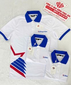 Áo thun đồng phục màu trắng phối xanh lam Shop 5 Sao – Tăng độ nhận diện, thể hiện đẳng cấp 2
