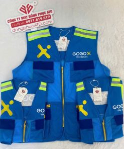 Áo bảo hộ lao động cọc tay màu xanh phối vàng GOGOX – Vững vàng trên mọi cung đường