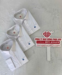 Áo sơ mi trắng in logo đồng phục – Chuẩn form, tinh tế, tôn nét chuyên nghiệp