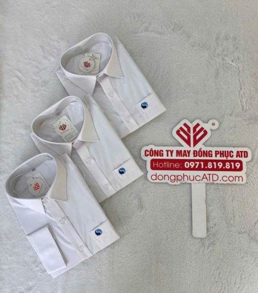 Áo sơ mi trắng in logo đồng phục – Chuẩn form, tinh tế, tôn nét chuyên nghiệp